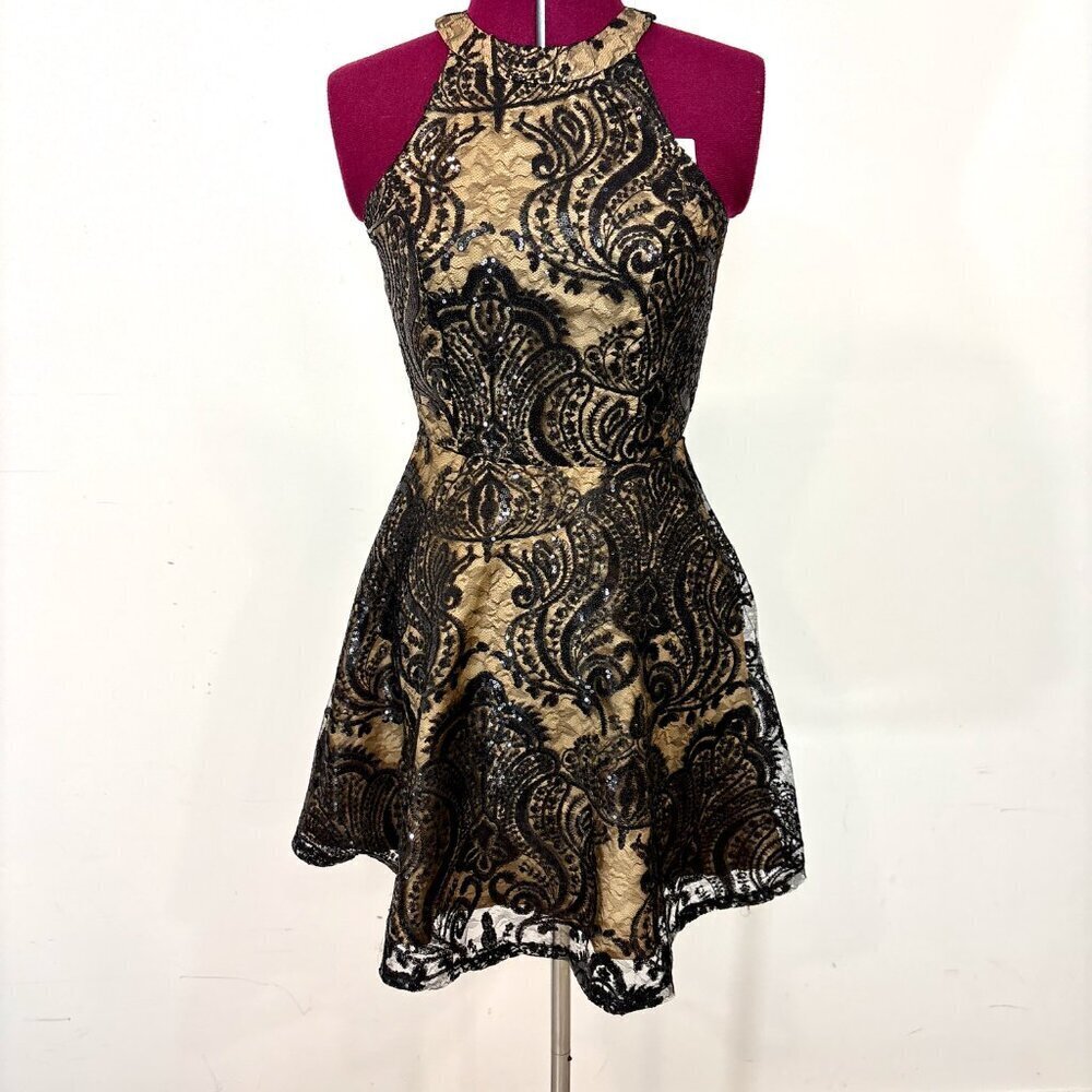 Room Service Black Sequinces Windsor Formal Prom Cocktail Dress Size M